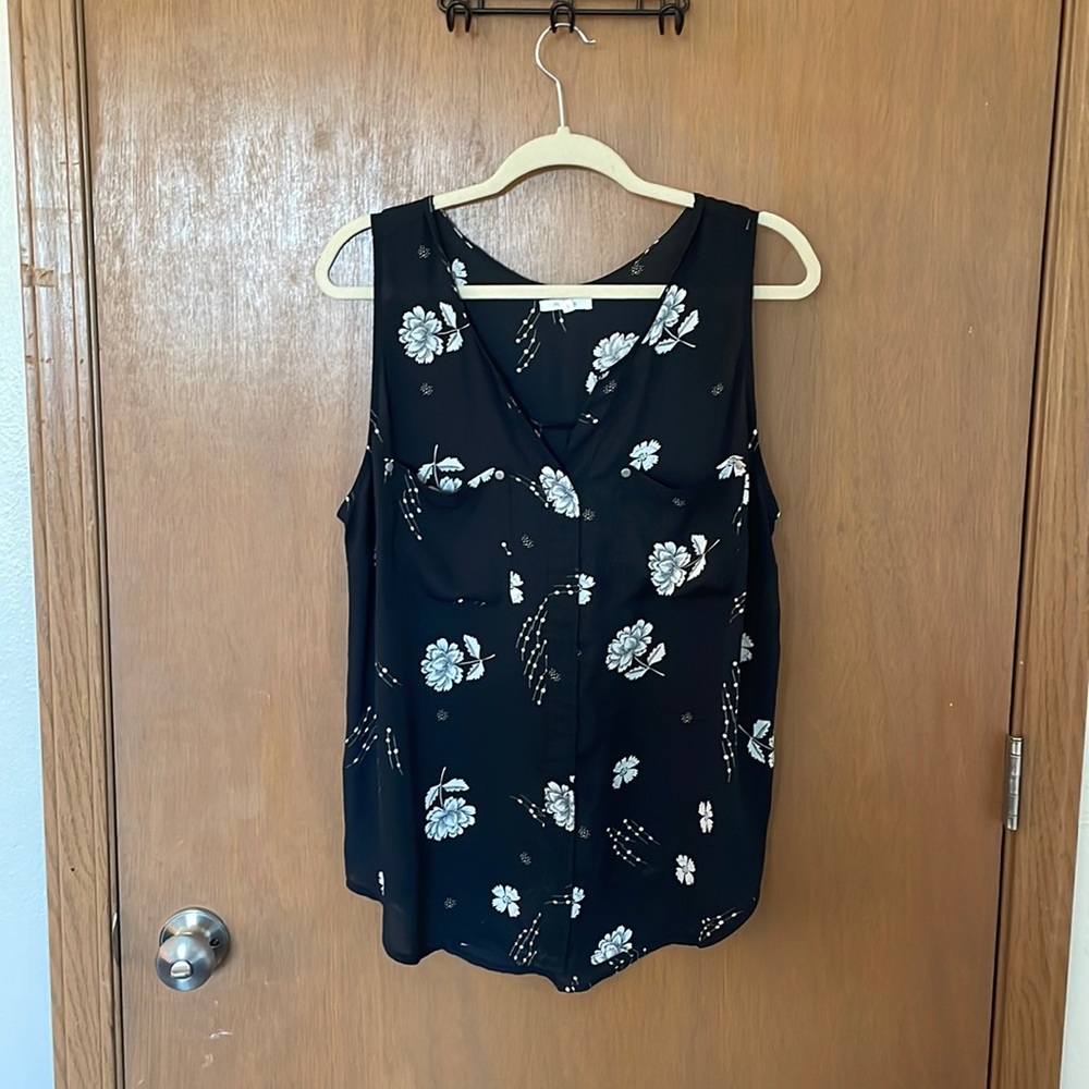 Black and White Floral Tank Top